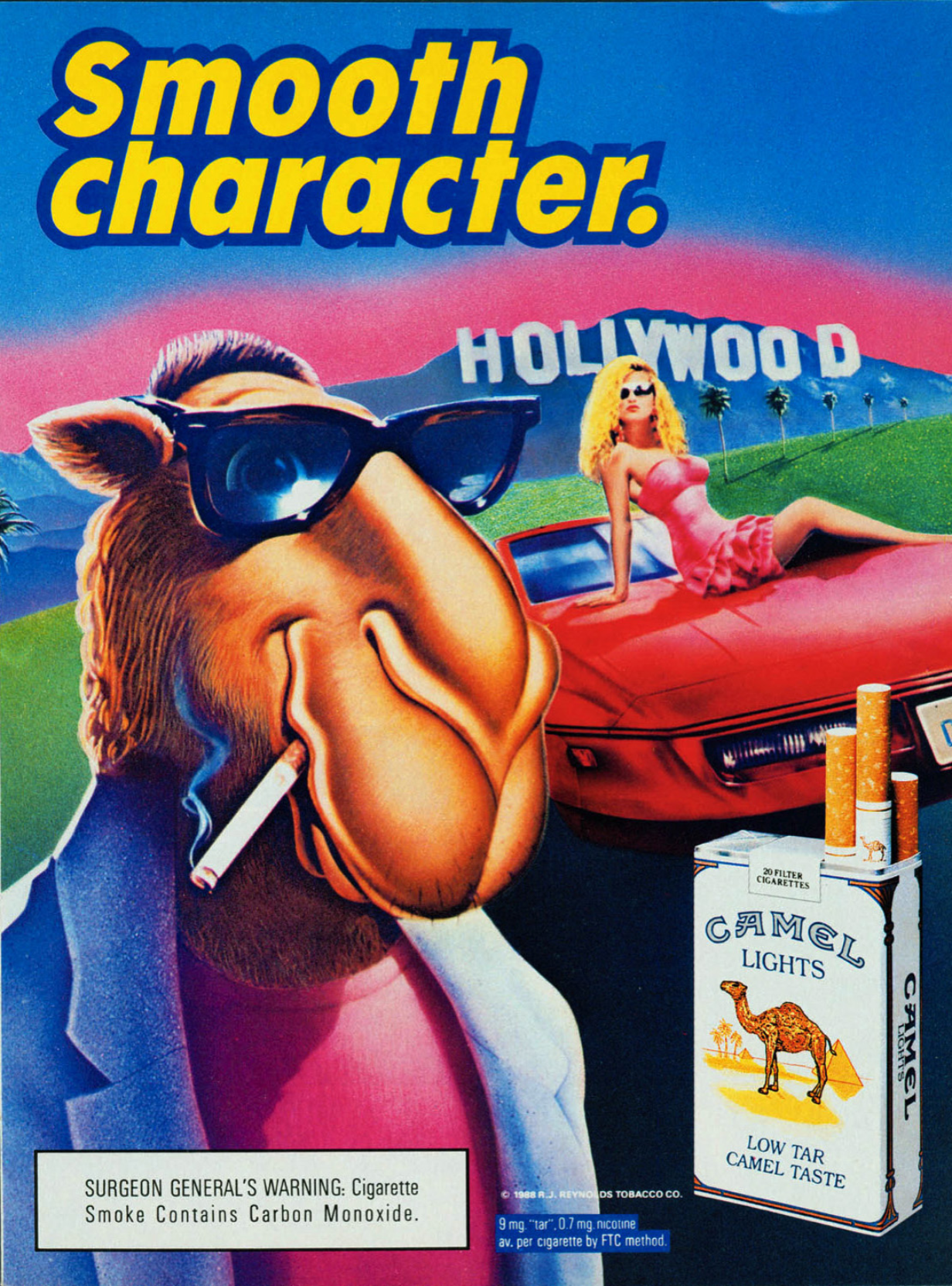 Campagne « Joe Camel Cartoon », 1988, image archivée dans le cadre du Programme de Recherche sur l’impact de la publicité cigarettière (SRITA), Université de Stanford.