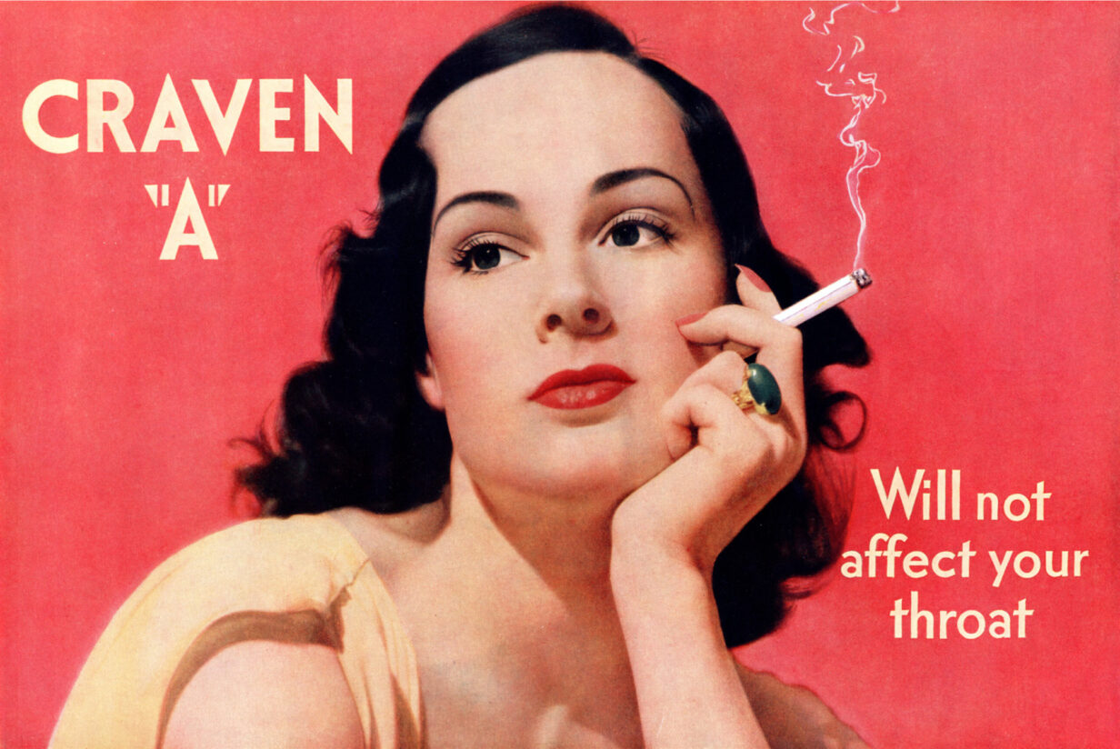 Craven A, « N’affectera pas votre gorge », 1939 | Stanford, Research into the Impact of Tobacco Advertising (SRITA)